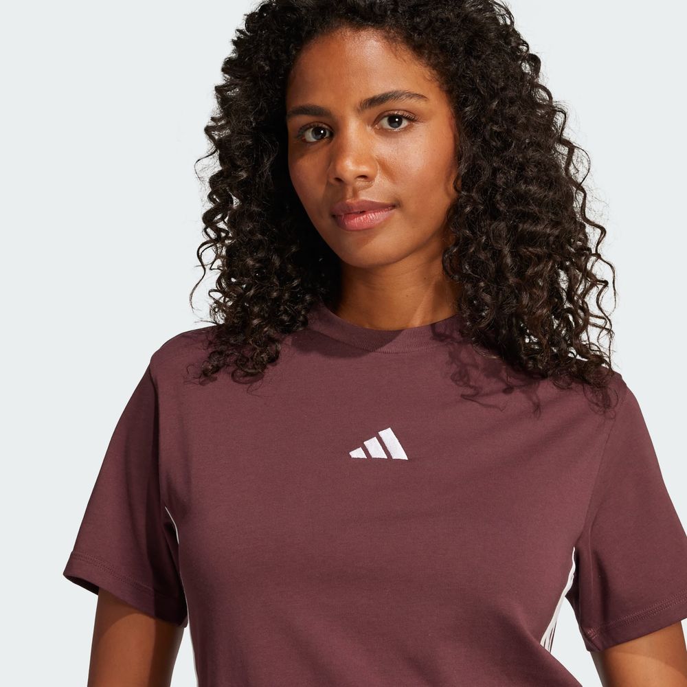 Foto 7 pulgar | Playera Essentials 3 Franjas Algodón Adidas Roja para Mujer
