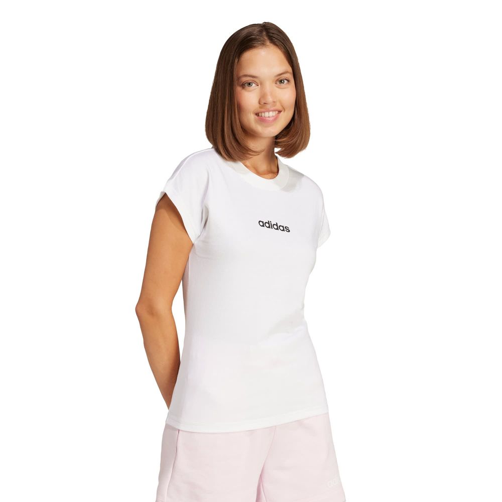 Foto 3 pulgar | Playera Essentials Linear Algodón Adidas Blanco para Mujer