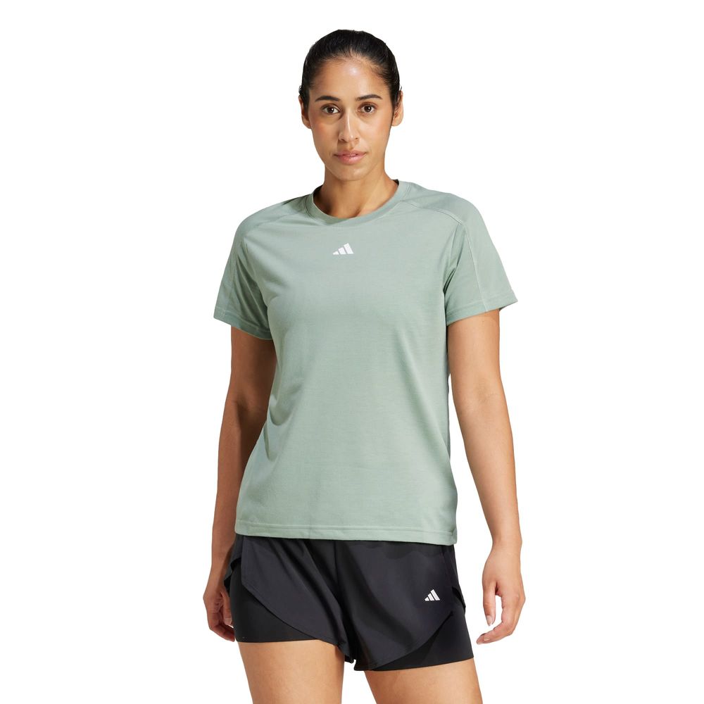 Foto 2 | Playera Adidas Aeroready Train Essentials Minimal Branding Cuello Redondo Verde para Mujer