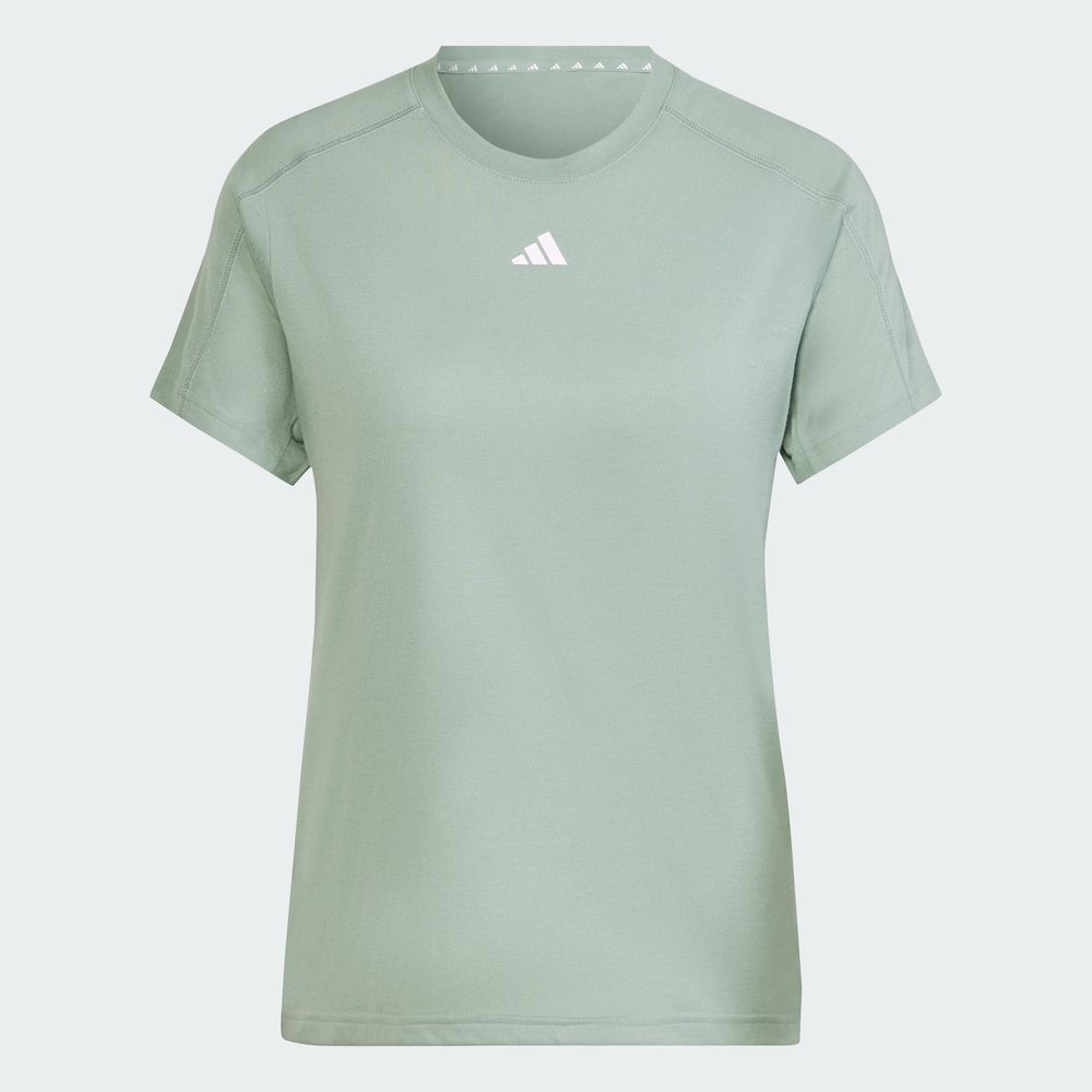 Foto 3 | Playera Adidas Aeroready Train Essentials Minimal Branding Cuello Redondo Verde para Mujer