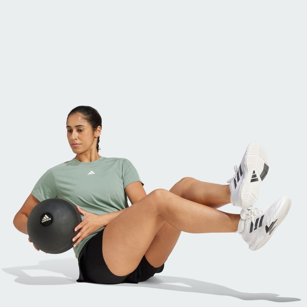 Foto 6 pulgar | Playera Adidas Aeroready Train Essentials Minimal Branding Cuello Redondo Verde para Mujer