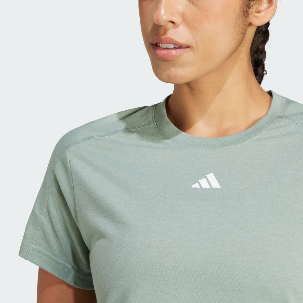 Foto 7 pulgar | Playera Adidas Aeroready Train Essentials Minimal Branding Cuello Redondo Verde para Mujer