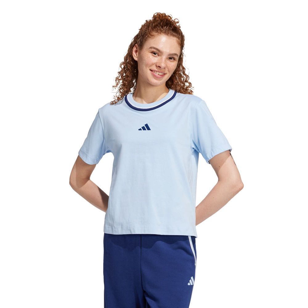 Foto 3 pulgar | Playera Adidas Azul para Mujer
