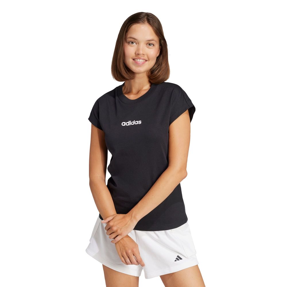 Foto 3 pulgar | Playera Essentials Linear Algodón Adidas Negro para Mujer
