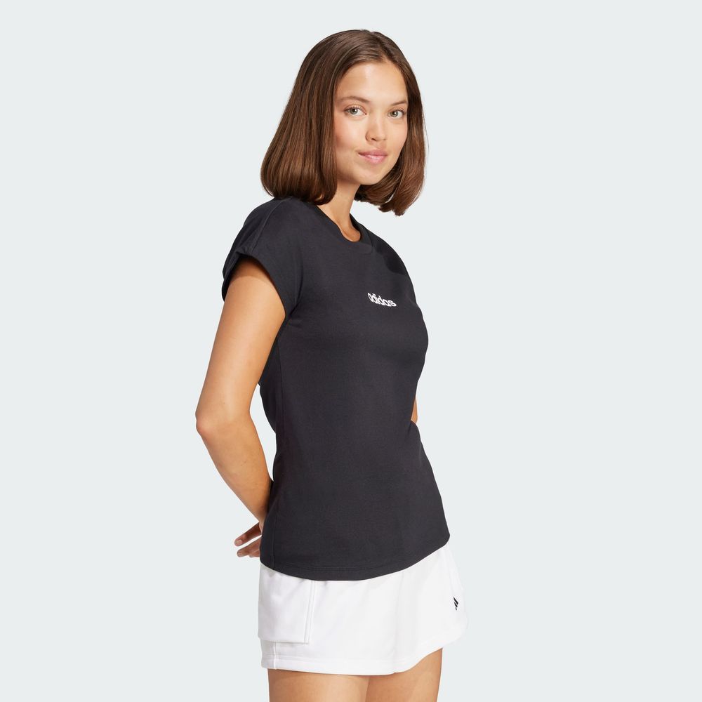Foto 6 pulgar | Playera Essentials Linear Algodón Adidas Negro para Mujer