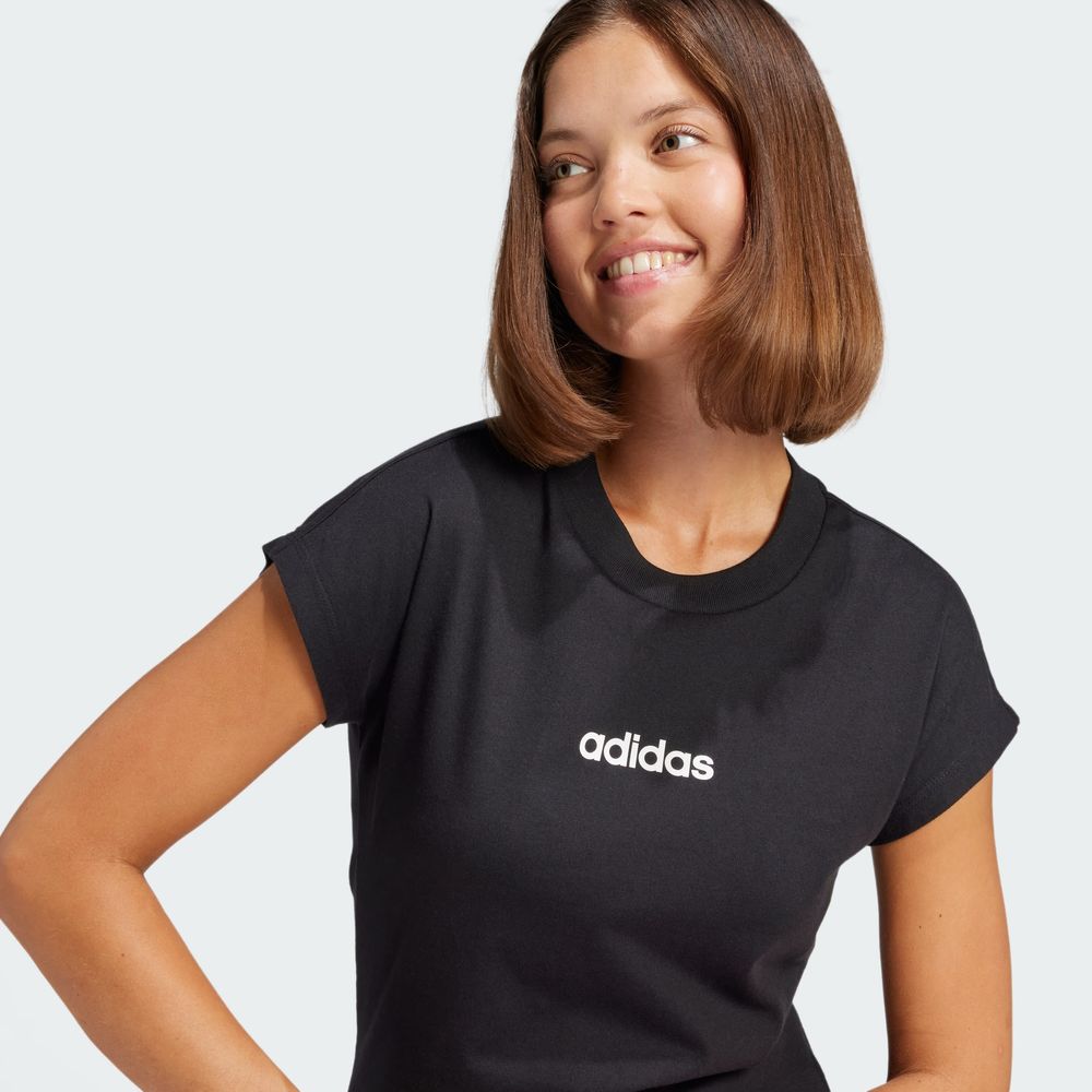 Foto 7 pulgar | Playera Essentials Linear Algodón Adidas Negro para Mujer