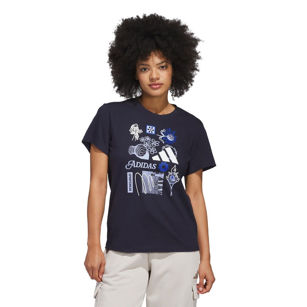 Foto 2 | Playera Adidas Azul para Mujer