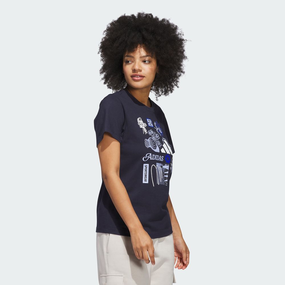 Foto 6 pulgar | Playera Adidas Azul para Mujer