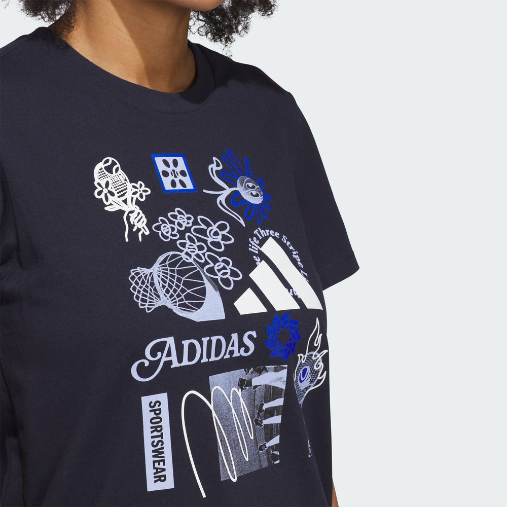 Foto 7 pulgar | Playera Adidas Azul para Mujer
