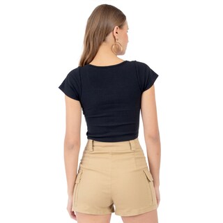 Foto 3 | Playera Cuello Abierto Manga Corta Para Mujer Quarry Color Negro