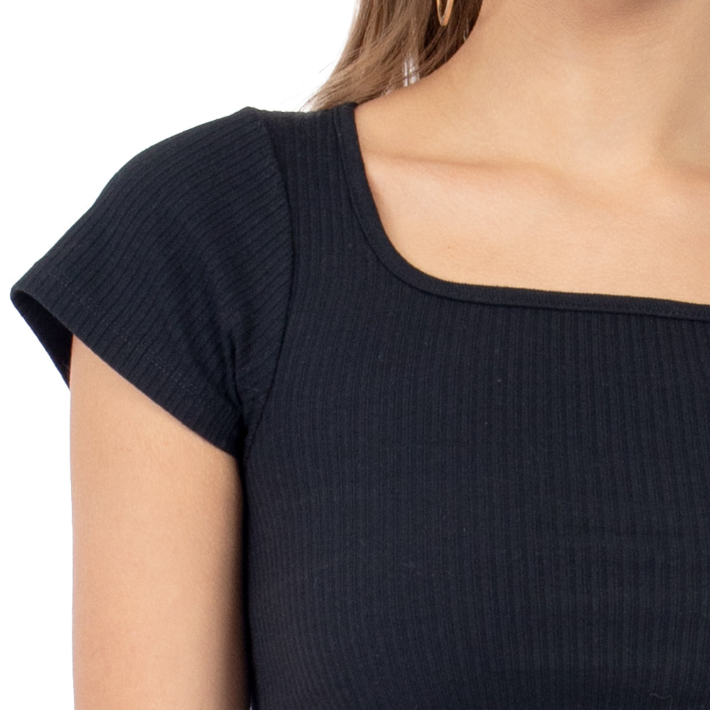 Foto 5 pulgar | Playera Cuello Abierto Manga Corta Para Mujer Quarry Color Negro