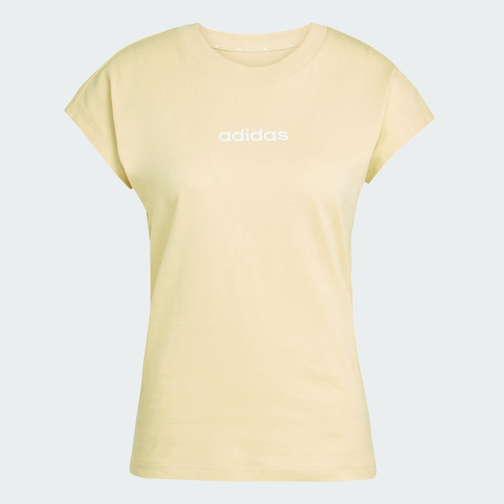 Foto 3 pulgar | Playera Essentials Linear Algodón Adidas Amarillo Mujer