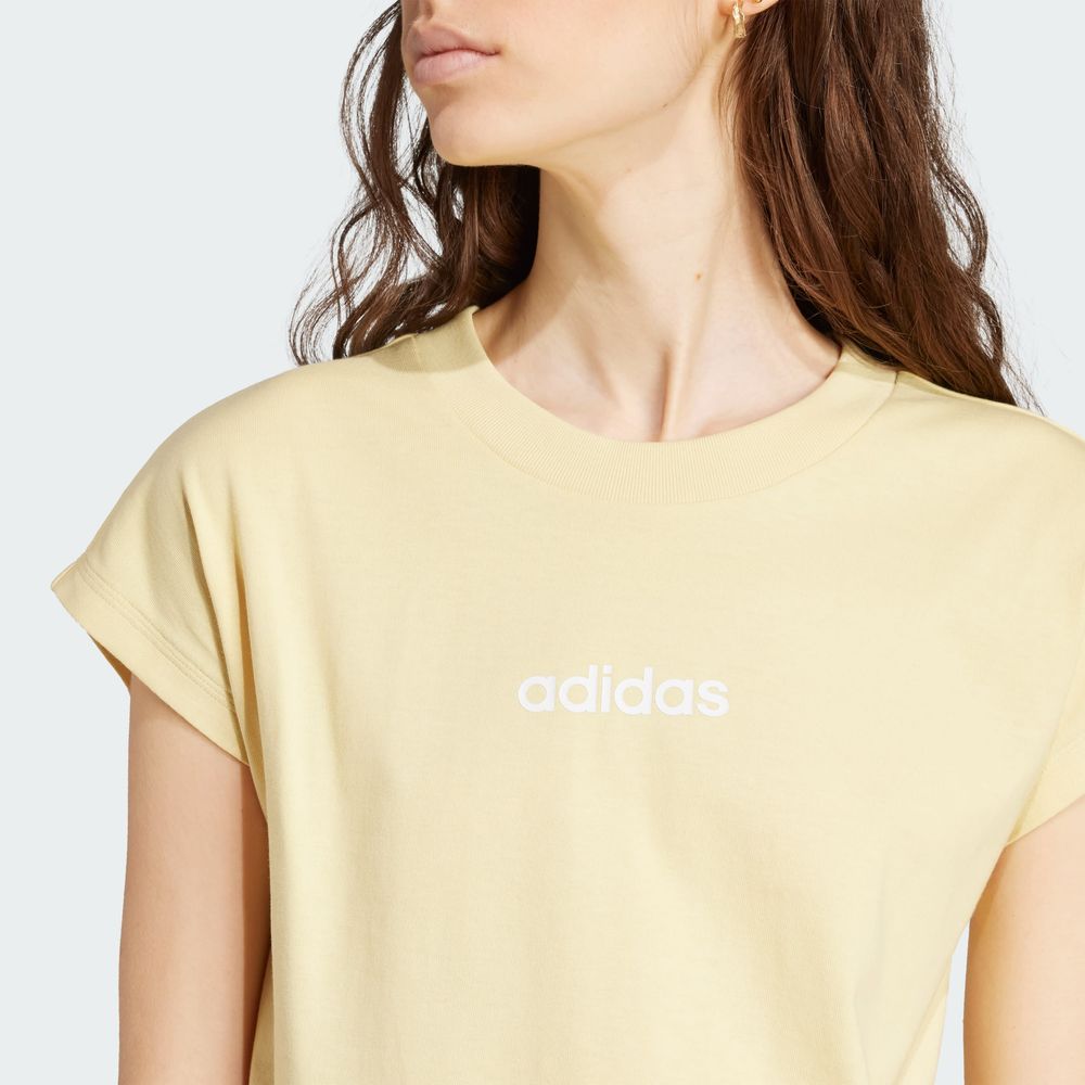 Foto 5 pulgar | Playera Essentials Linear Algodón Adidas Amarillo Mujer