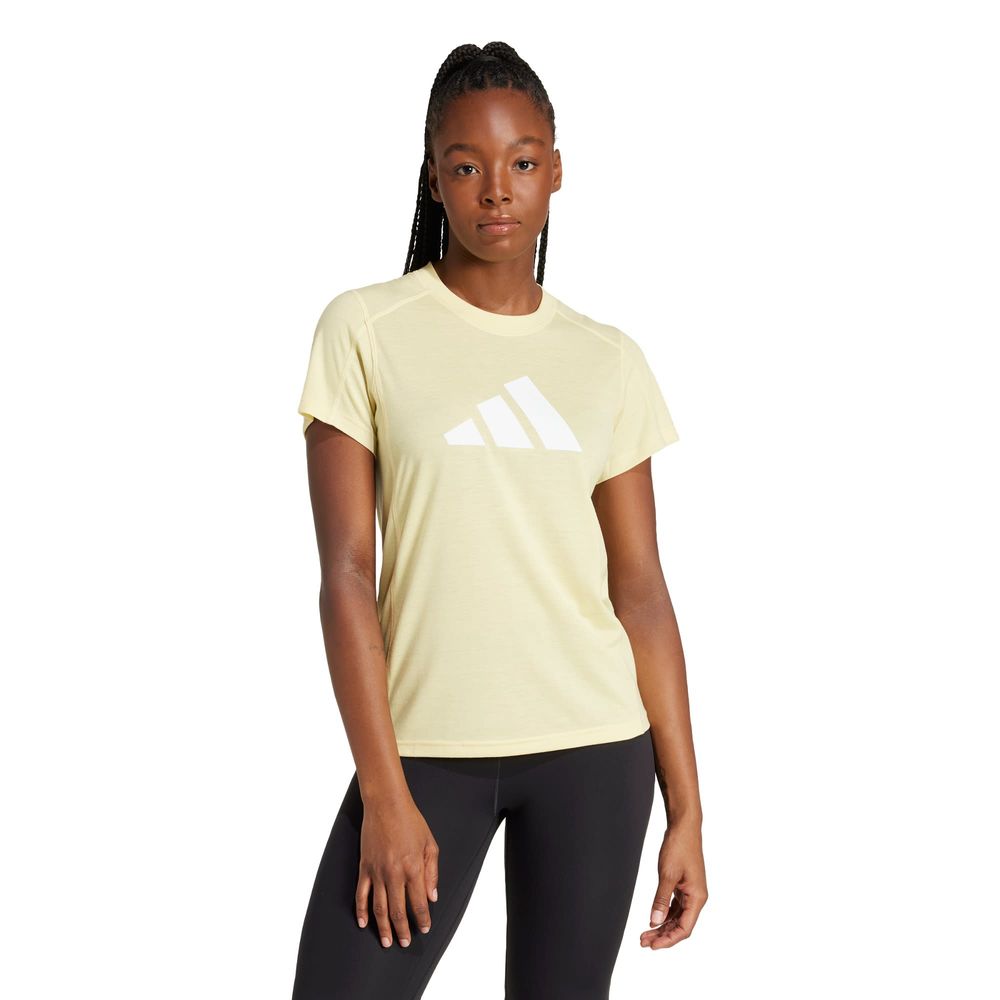 Foto 3 pulgar | Playera De Entrenamiento Train Essentials Big Performance Logo Adidas Amarillo Mujer