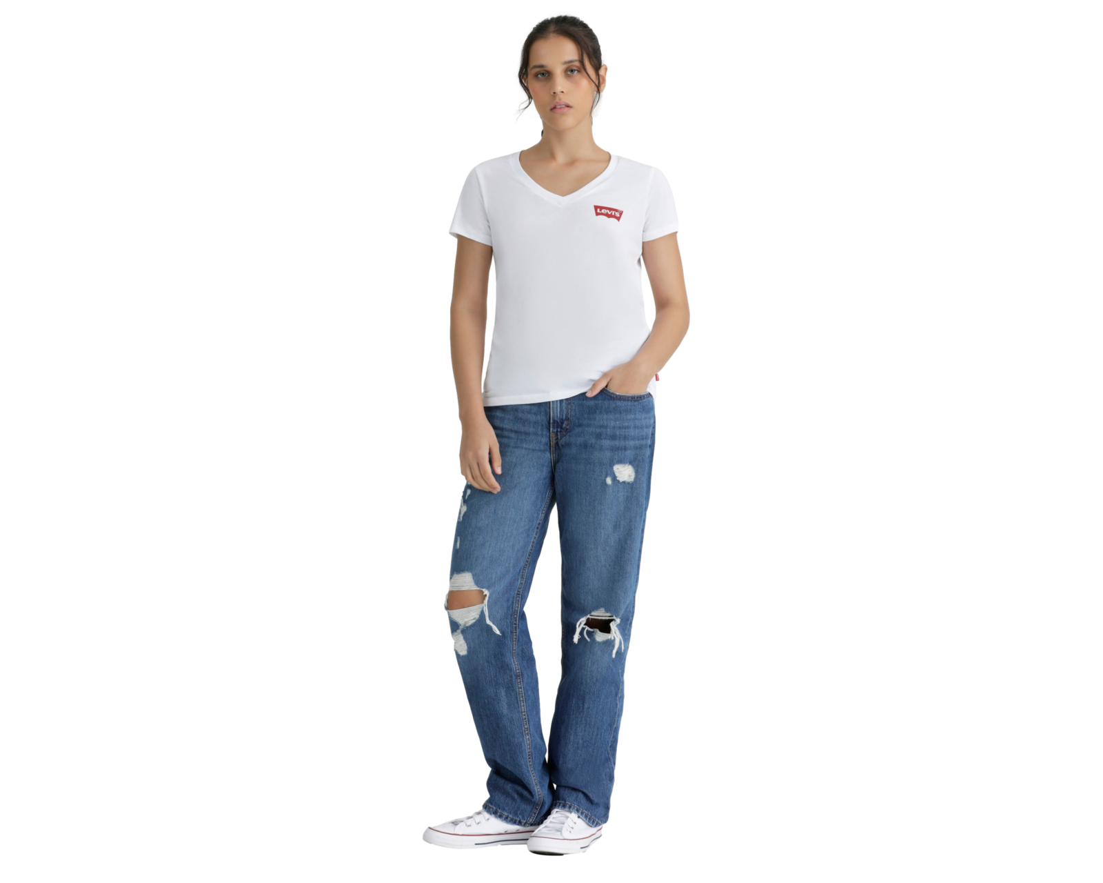 Foto 5 pulgar | Playera Perfect V Neck Levi’s Blanco para Mujer