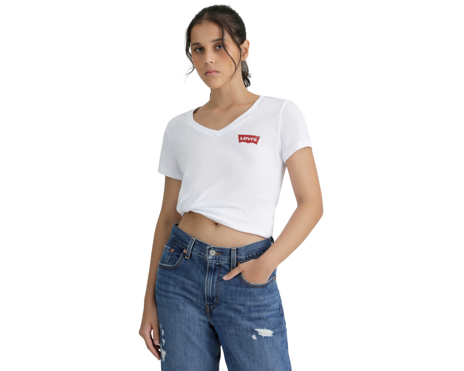 Foto 6 pulgar | Playera Perfect V Neck Levi’s Blanco para Mujer