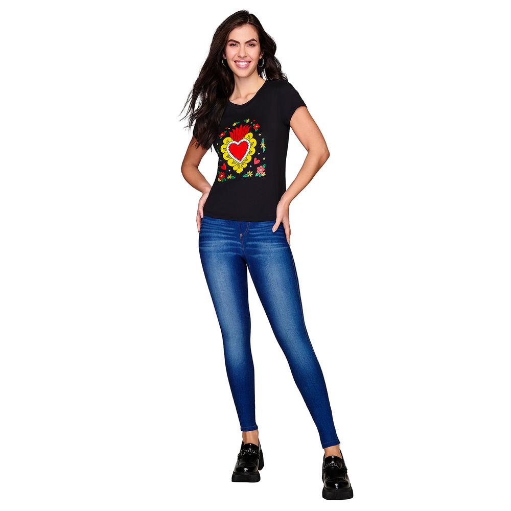 Foto 2 pulgar | Playera Ilusión Manga Corta para Mujer