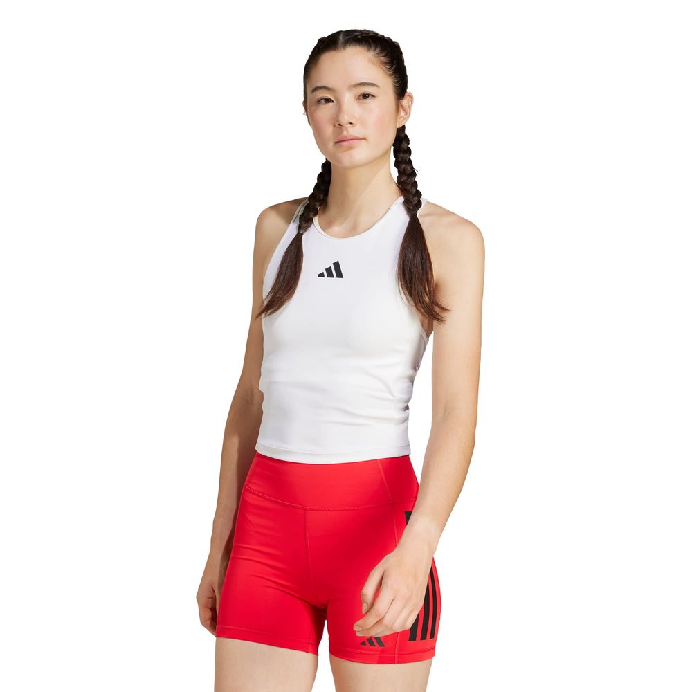 Foto 2 | Playera Sin Mangas Espalda Cruzada Power 3 Franjas Adidas Blanco Mujer
