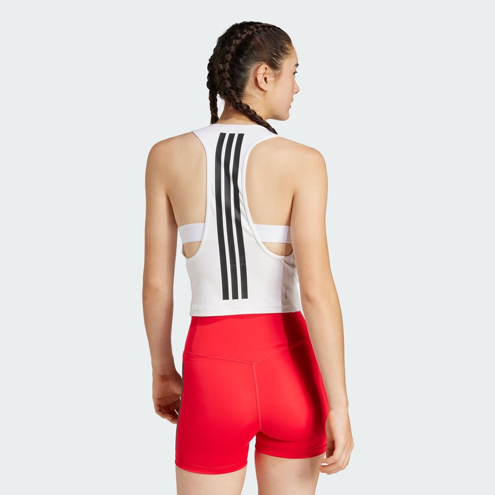 Foto 5 pulgar | Playera Sin Mangas Espalda Cruzada Power 3 Franjas Adidas Blanco Mujer
