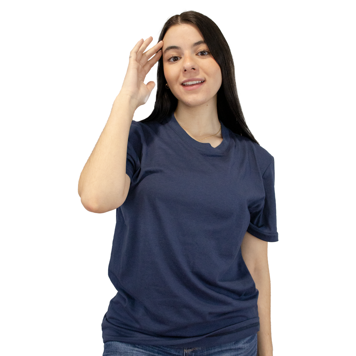Foto 2 pulgar | Playera Básica Indicum Denim Marino Mujer