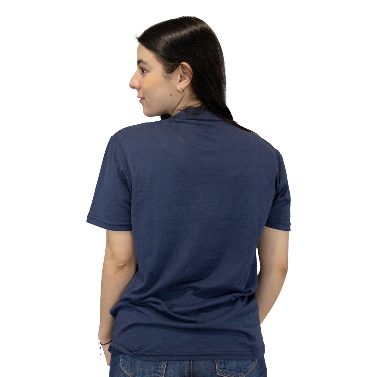 Foto 4 pulgar | Playera Básica Indicum Denim Marino Mujer