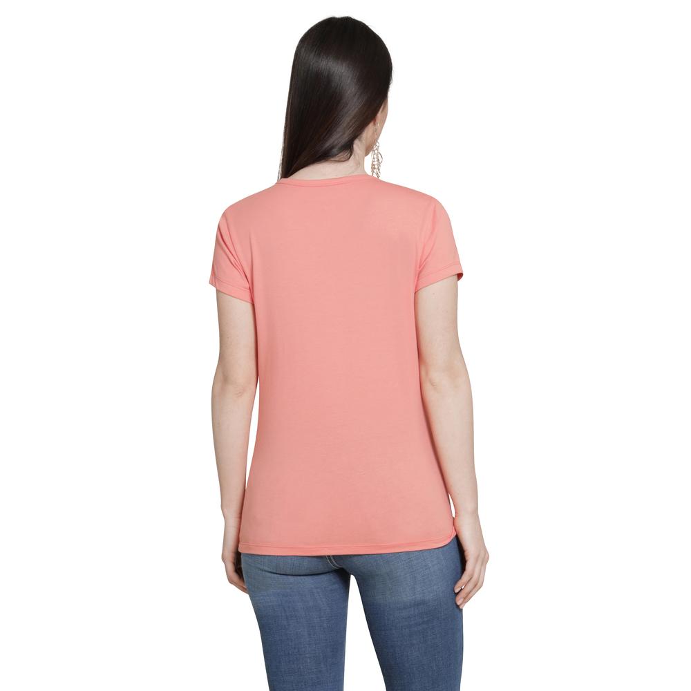 Foto 4 pulgar | Playera Wrangler Mujer Slim Manga Corta 274 Coral