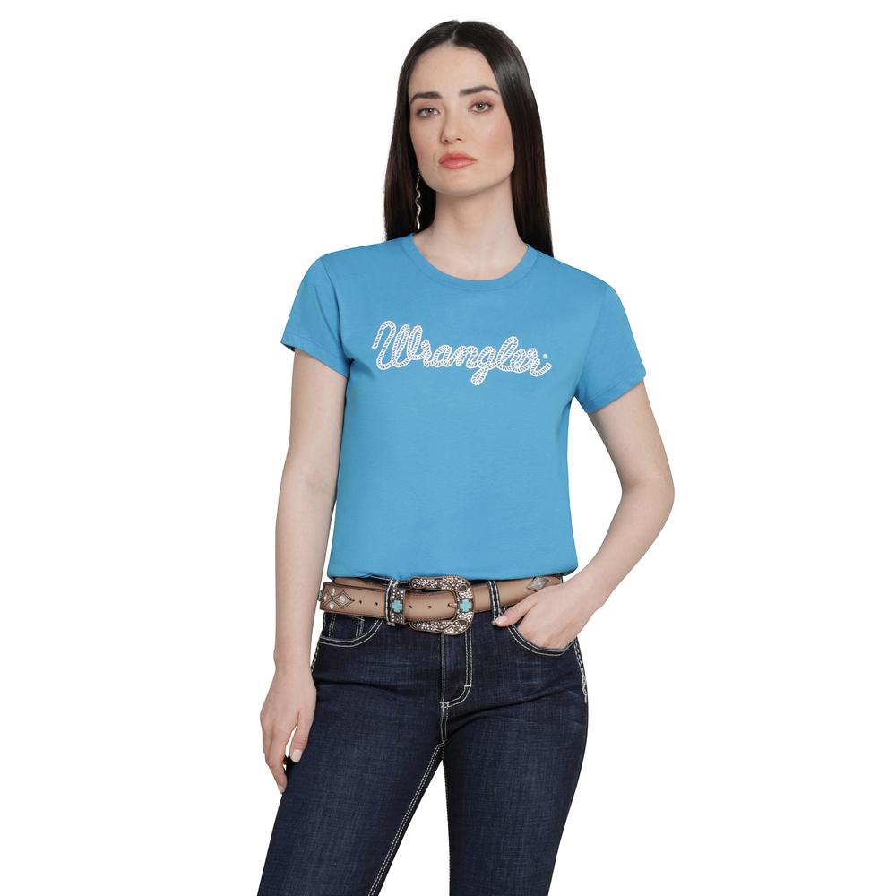 Foto 2 pulgar | Playera Wrangler Mujer Slim Manga Corta 272 Azul Marino