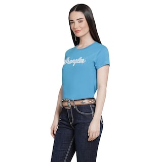 Foto 2 | Playera Wrangler Mujer Slim Manga Corta 272 Azul Marino