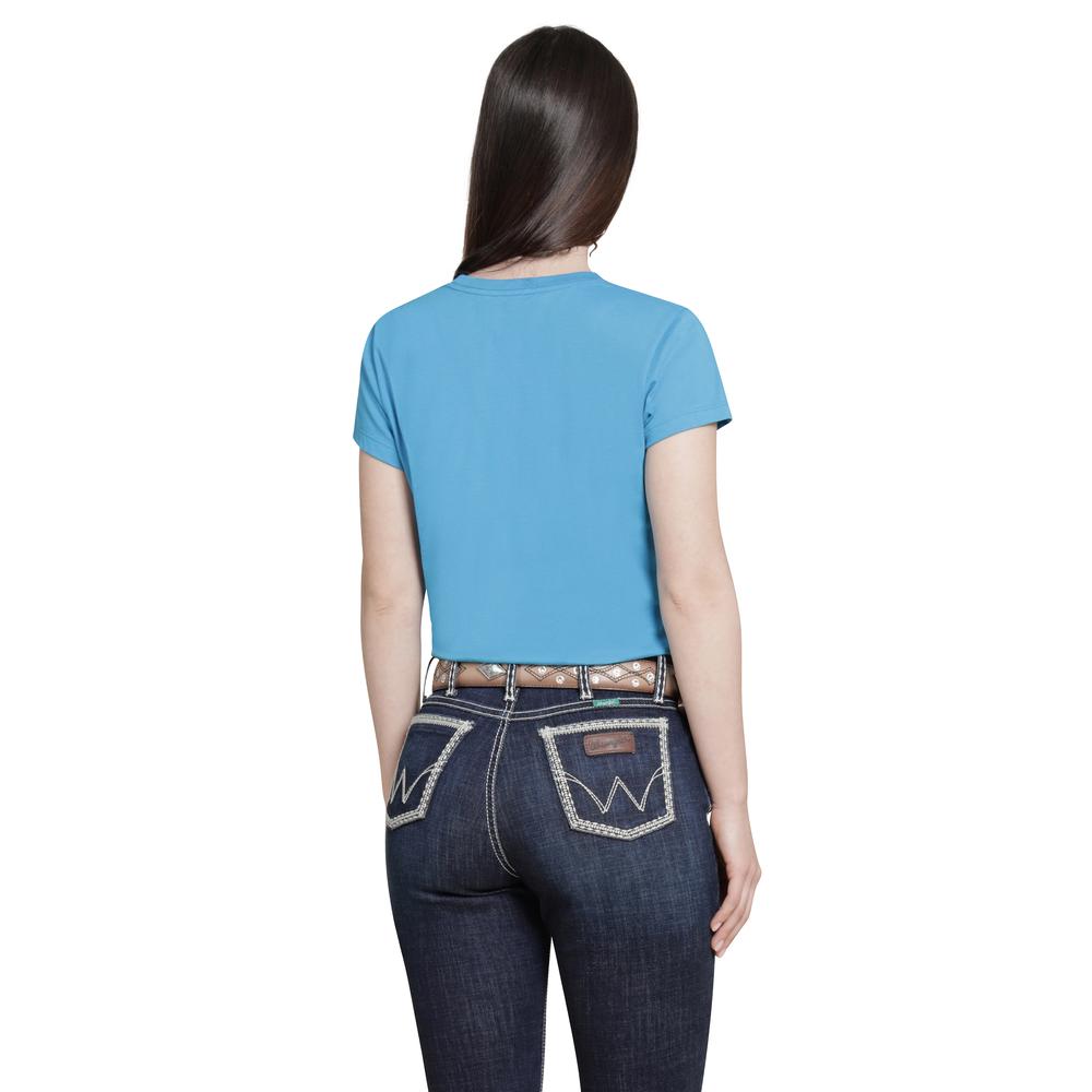 Foto 4 pulgar | Playera Wrangler Mujer Slim Manga Corta 272 Azul Marino