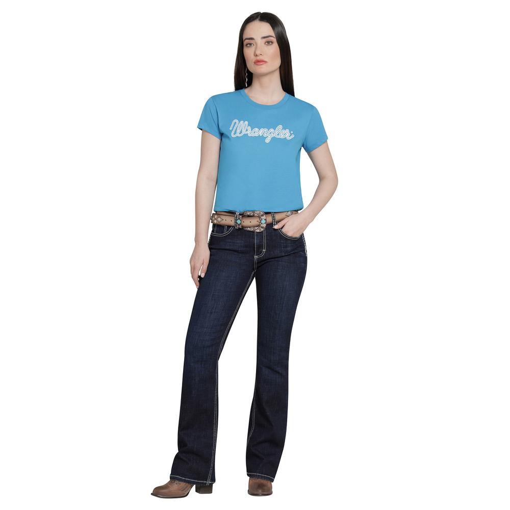 Foto 5 pulgar | Playera Wrangler Mujer Slim Manga Corta 272 Azul Marino