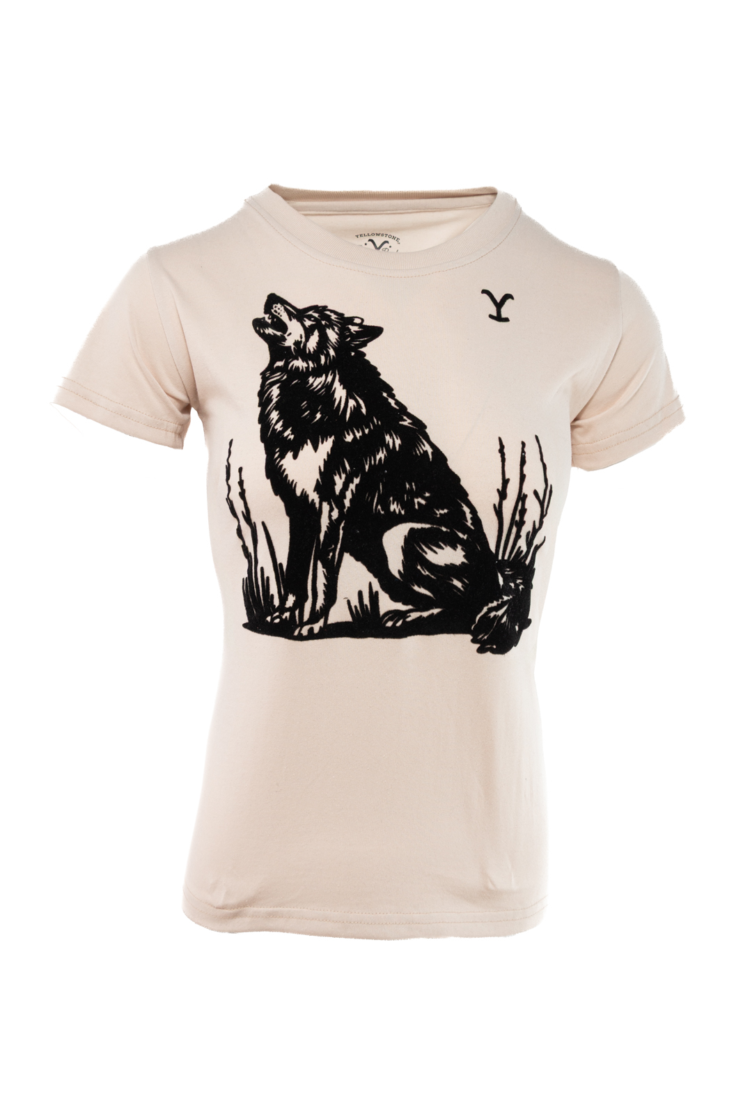 Foto 3 pulgar | Playera Yellowstone Lobo Terciopelo Arena