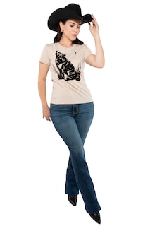 Foto 5 | Playera Yellowstone Lobo Terciopelo Arena