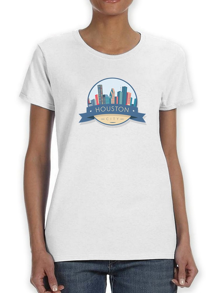 Playera Smartprintsink para Mujer - Ciudad De Houston. Logo Con Rascacielos