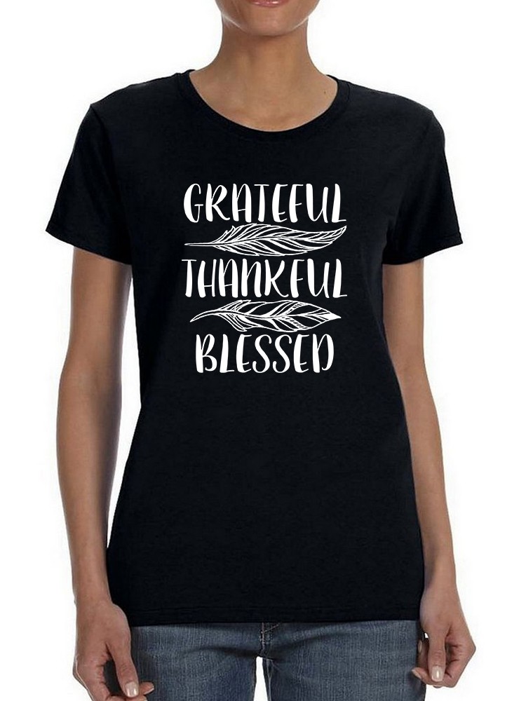 Playera Smartprintsink color Negro para Mujer Agraciada Agradecida Bendecida