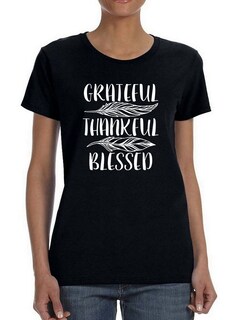Foto 1 | Playera Smartprintsink color Negro para Mujer Agraciada Agradecida Bendecida