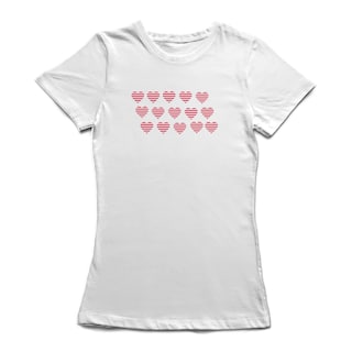 Foto 1 | Playera Smartprintsink para Mujer - Corazones A Rayas