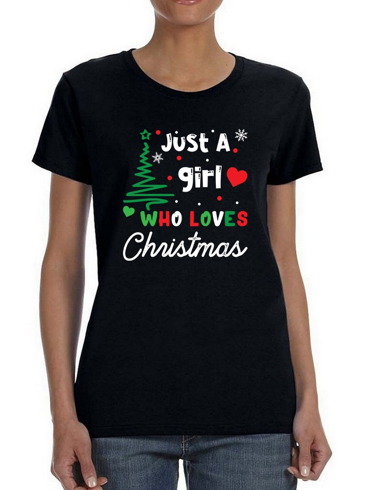 Foto 2 pulgar | Playera Smartprintsink color Negro para Mujer Soy Solo Una Chica Que Ama la Navidad