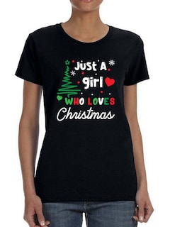 Foto 1 | Playera Smartprintsink color Negro para Mujer Soy Solo Una Chica Que Ama la Navidad
