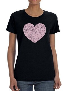 Foto 1 | Playera Smartprintsink Mujer de Corazón Estilo Grunge color Negro