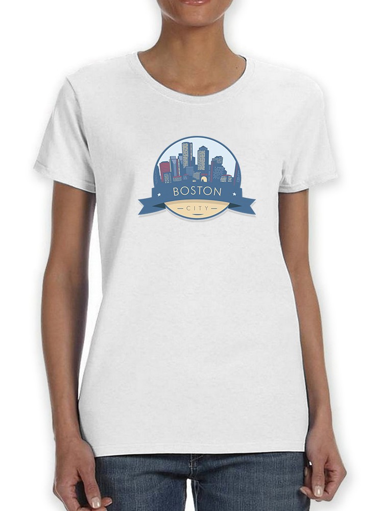 Foto 2 pulgar | Playera Smartprintsink Mujer Ciudad De Boston y Logo Con Rascacielos