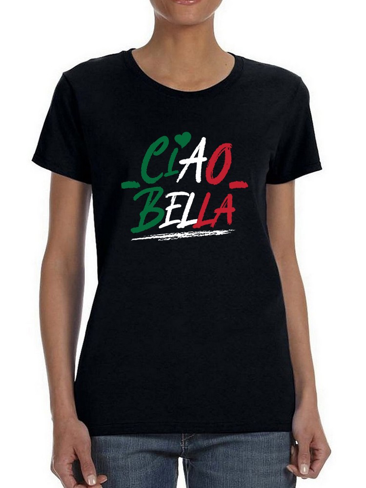 Foto 2 pulgar | Playera Smartprintsink color Negro para Mujer Italia Adiós Bella!