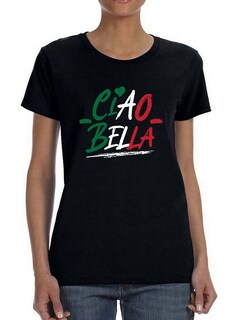 Foto 1 | Playera Smartprintsink color Negro para Mujer Italia Adiós Bella!