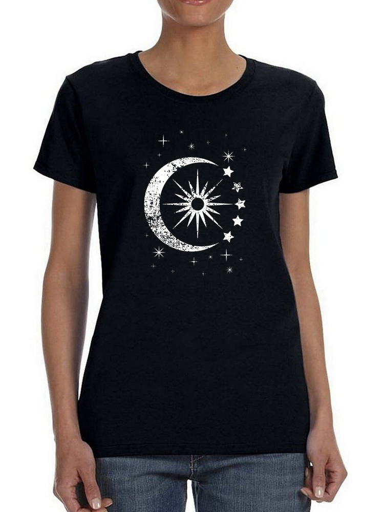 Playera Smartprintsink Mujer Sol y Luna con Estrellas