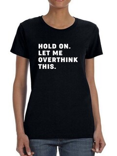 Foto 1 | Playera Smartprintsink color Negro para Mujer Espera, Déjame Sobrepensarlo