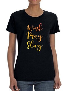 Foto 1 | Playera Smartprintsink color Negro para Mujer Trabaja, Reza, Brilla