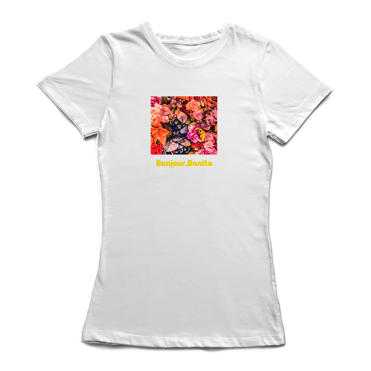 Foto 2 pulgar | Playera Smartprintsink para Mujer - Bonjour Bonita. Banner Amarillo