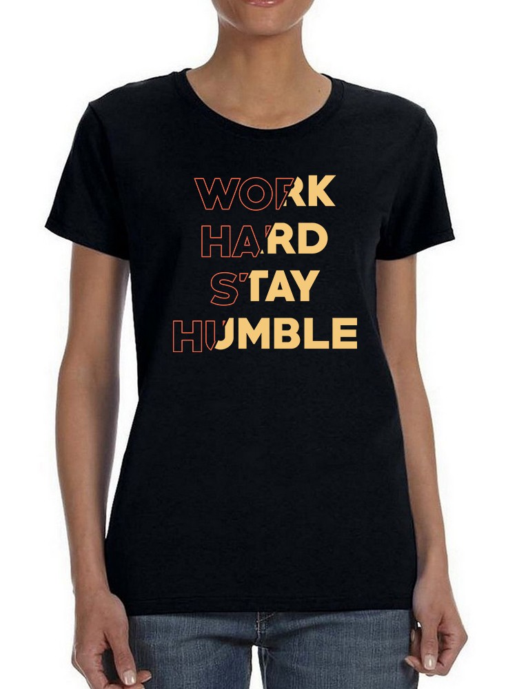 Foto 2 pulgar | Playera Smartprintsink color Negro para Mujer Trabaja Duro Se Humilde