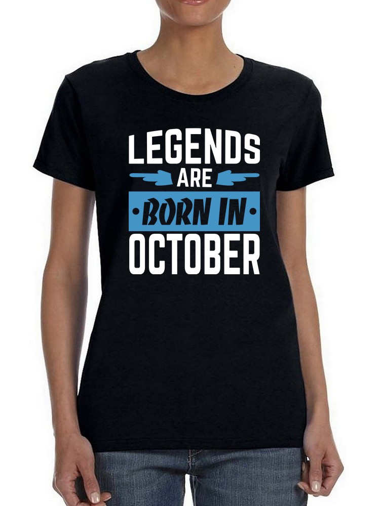Foto 2 pulgar | Playera Smartprintsink color Negro para Mujer las Leyendas Nacen en Octubre