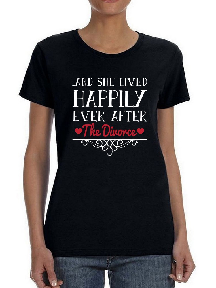 Foto 1 | Playera Smartprintsink color Negro para Mujer y Ella Vivió Feliz Por Siempre... Después del Divorcio!