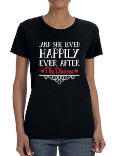 Foto 1 | Playera Smartprintsink color Negro para Mujer y Ella Vivió Feliz Por Siempre... Después del Divorcio!